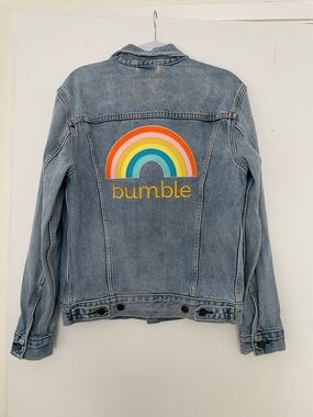 BUMBLE X LEVI’S Light Wash Denim Jacket with Rainbow Patch